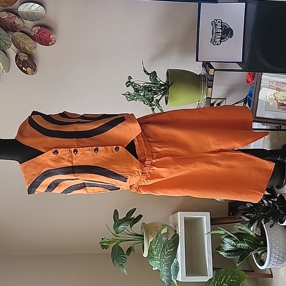 Orange & Black Linen Two Piece Shirts - Picture 1 of 7